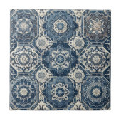 Moroccan Mediterranean Blue & White Tile Pattern タイル (正面)