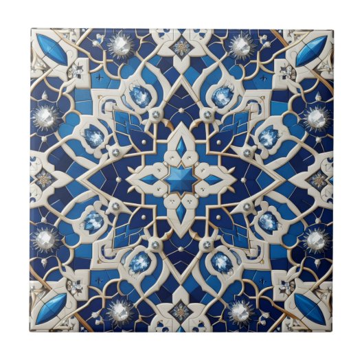 Moroccan Mediterranean Faux Diamond Tile Pattern タイル (正面)