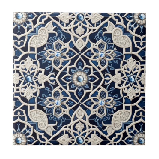Moroccan Mediterranean Faux Diamond Tile Pattern タイル (正面)