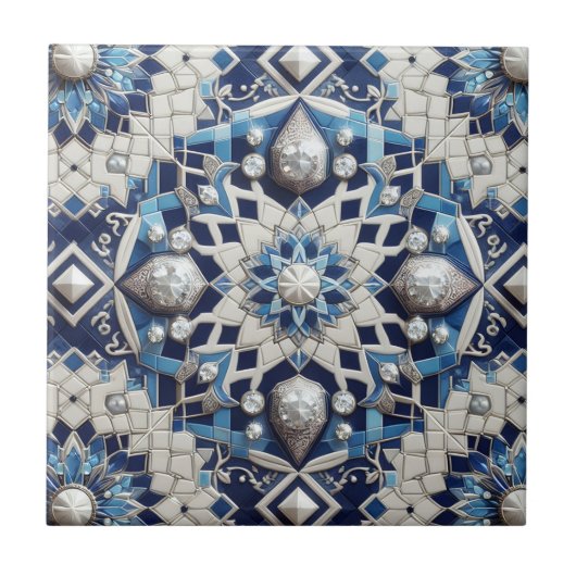 Moroccan Mediterranean Faux Diamond Tile Pattern タイル (正面)