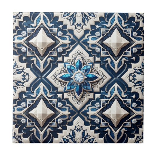 Moroccan Mediterranean Faux Diamond Tile Pattern タイル (正面)