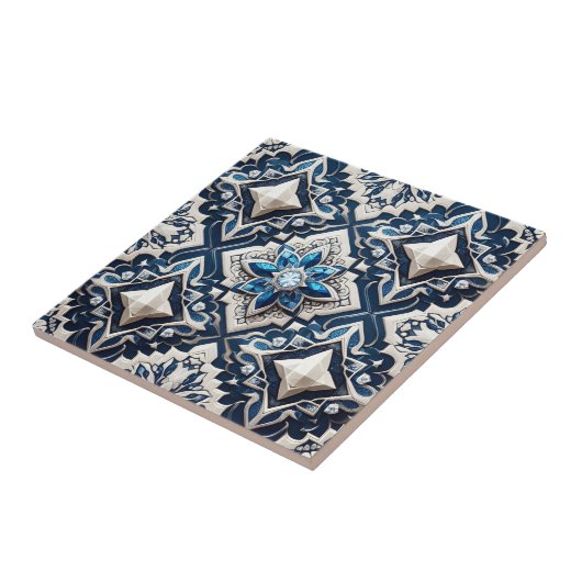 Moroccan Mediterranean Faux Diamond Tile Pattern タイル (側面)