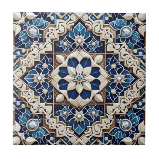 Moroccan Mediterranean Faux Diamond Tile Pattern タイル (正面)