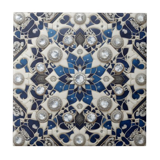 Moroccan Mediterranean Faux Diamond Tile Pattern タイル (正面)