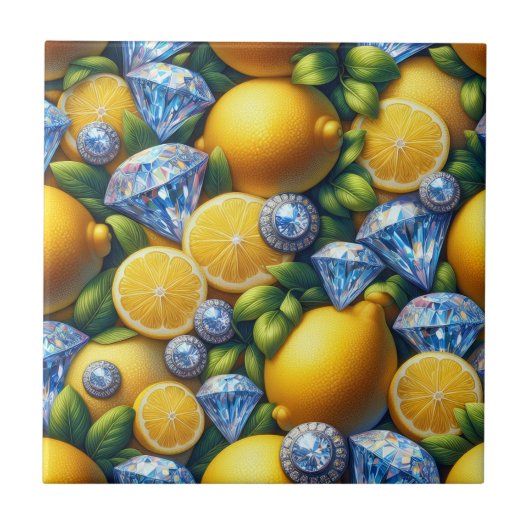 Moroccan Mediterranean Lemons and Diamonds タイル (正面)