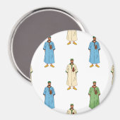 Moroccan Men in Djellaba Pattern マグネット (正面/裏面)