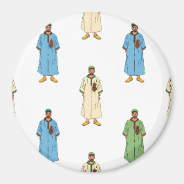 Moroccan Men in Djellaba Pattern マグネット