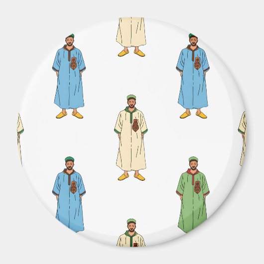 Moroccan Men in Djellaba Pattern マグネット (正面)