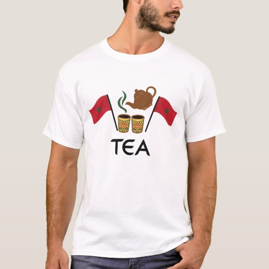 Moroccan Mint Tea T-Shirt, Morocco Flag & Traditio Tシャツ (正面)