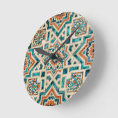 Moroccan Mosaic Pattern ラウンド壁時計 (傾斜)