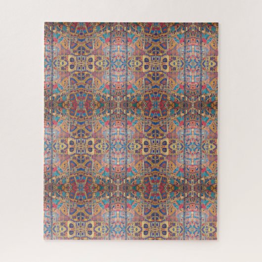 Moroccan mosaic red gold turquoise geometric art  ジグソーパズル (縦)