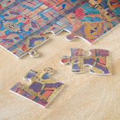 Moroccan mosaic red gold turquoise geometric art  ジグソーパズル (側面)