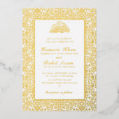 Moroccan Motif Jewel Lattice Islamic 箔招待状 (正面)