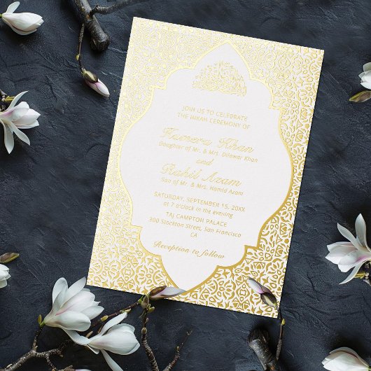 Moroccan Motif Jewel Lattice Islamic 箔招待状