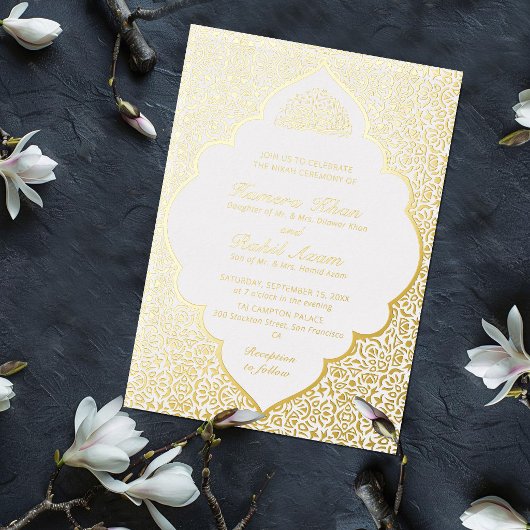 Moroccan Motif Jewel Lattice Islamic 箔招待状