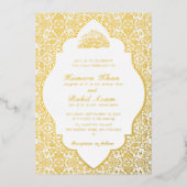 Moroccan Motif Jewel Lattice Islamic 箔招待状 (正面)