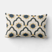 Moroccan mug, navy blue gold, geometric pattern, i ランバークッション (裏面)