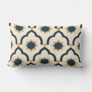 Moroccan mug, navy blue gold, geometric pattern, i ランバークッション