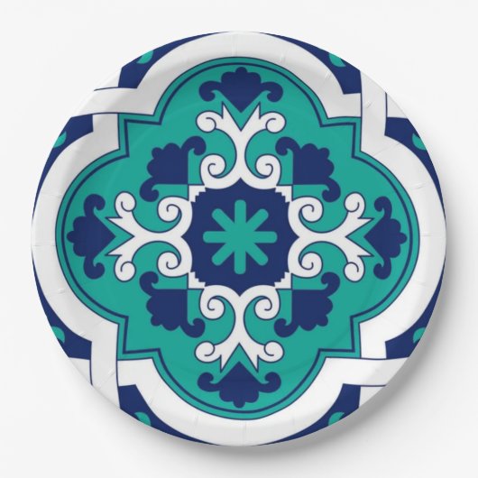 Moroccan Oasis Mosaic for Luxury Mediterranean  ペーパープレート (正面)