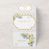 Moroccan Pattern Mediterranean Lemon Wedding  オールインワン招待状 (外側)