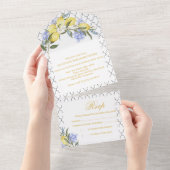 Moroccan Pattern Mediterranean Lemon Wedding オールインワン招待状 (貼ってはがせる)