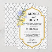 Moroccan Pattern Mediterranean Lemon Wedding 招待状 (正面/裏面)