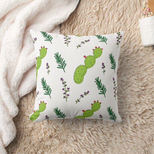 Moroccan Prickly Pear Cactus Pattern クッション (ブランケット)