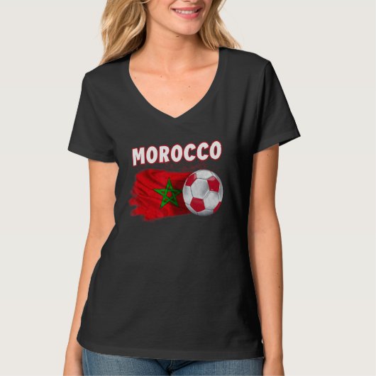 moroccan soccer team men moroccan flag morocco soc tシャツ (正面)
