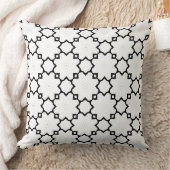 Moroccan Star Lattice Black and White Pattern クッション (ブランケット)