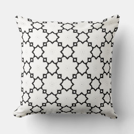 Moroccan Star Lattice Black and White Pattern クッション