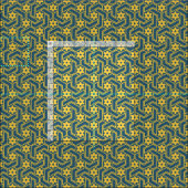 Moroccan Star Lattice - Blue and Yellow Pattern ファブリック (タイル)