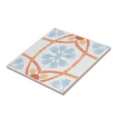 Moroccan style tile flowers orange and blue タイル (側面)