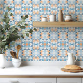 Moroccan style tile geometric orange blue summer タイル
