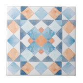 Moroccan style tile geometric orange blue summer タイル (正面)