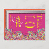 Moroccan Tangerine & Fuchsia Wedding Table Number ポストカード (裏面)