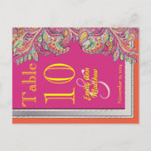 Moroccan Tangerine & Fuchsia Wedding Table Number ポストカード (正面)