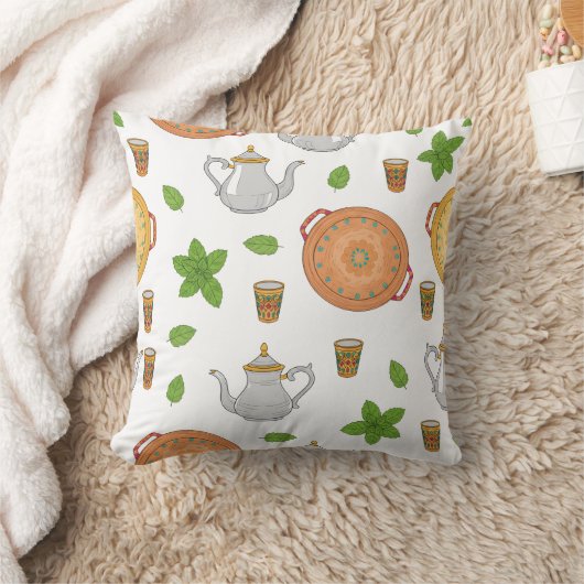 Moroccan Tea & Tajine Pattern クッション (ブランケット)