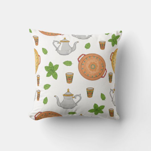 Moroccan Tea & Tajine Pattern クッション (正面)