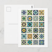 Moroccan Tile Collage Illustration ポストカード (正面/裏面)