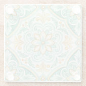 Moroccan Tile Geometric Floral Pattern ガラスコースター (裏面)