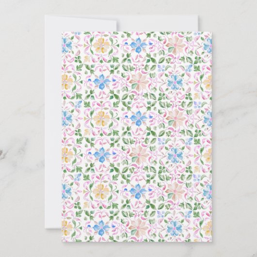 Moroccan Tile Palm Tree & Hibiscus Bridal Shower  招待状 (裏面)