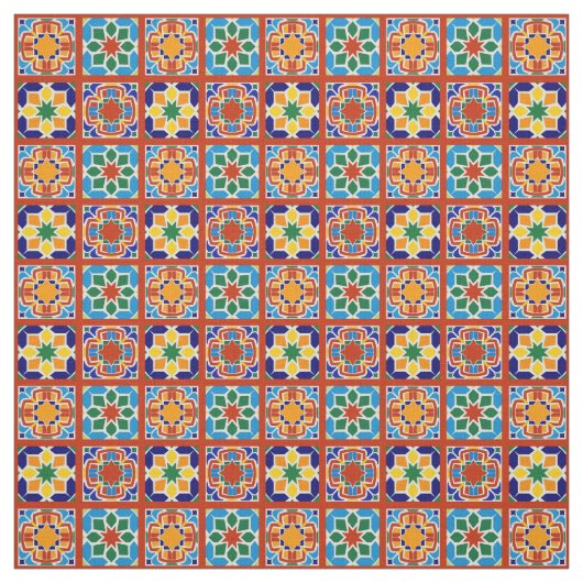 Moroccan Tile Pattern Fabric Quilting Sewing ファブリック (見本)