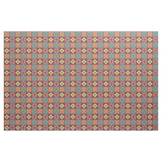 Moroccan Tile Pattern Fabric Quilting Sewing ファブリック (ファットクウォーター)