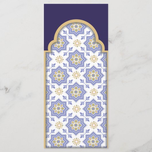 Moroccan Tile Wedding Menu Card メニュー (裏面)