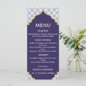 Moroccan Tile Wedding Menu Card メニュー (スタンド正面)