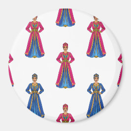 Moroccan Woman in Traditional Dress Pattern マグネット