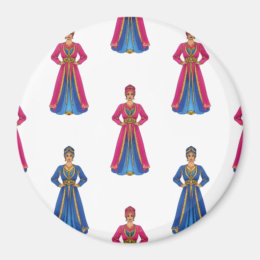 Moroccan Woman in Traditional Dress Pattern マグネット (正面)