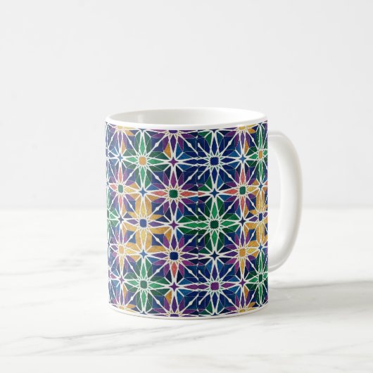 Moroccan Zellige Geometric Tile Pattern  コーヒーマグカップ (正面右)