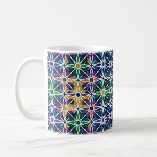 Moroccan Zellige Geometric Tile Pattern コーヒーマグカップ (左)