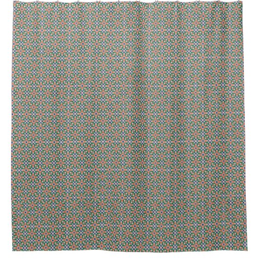 Moroccan Zellige Inspired Geometric Shower Curtain シャワーカーテン (正面)